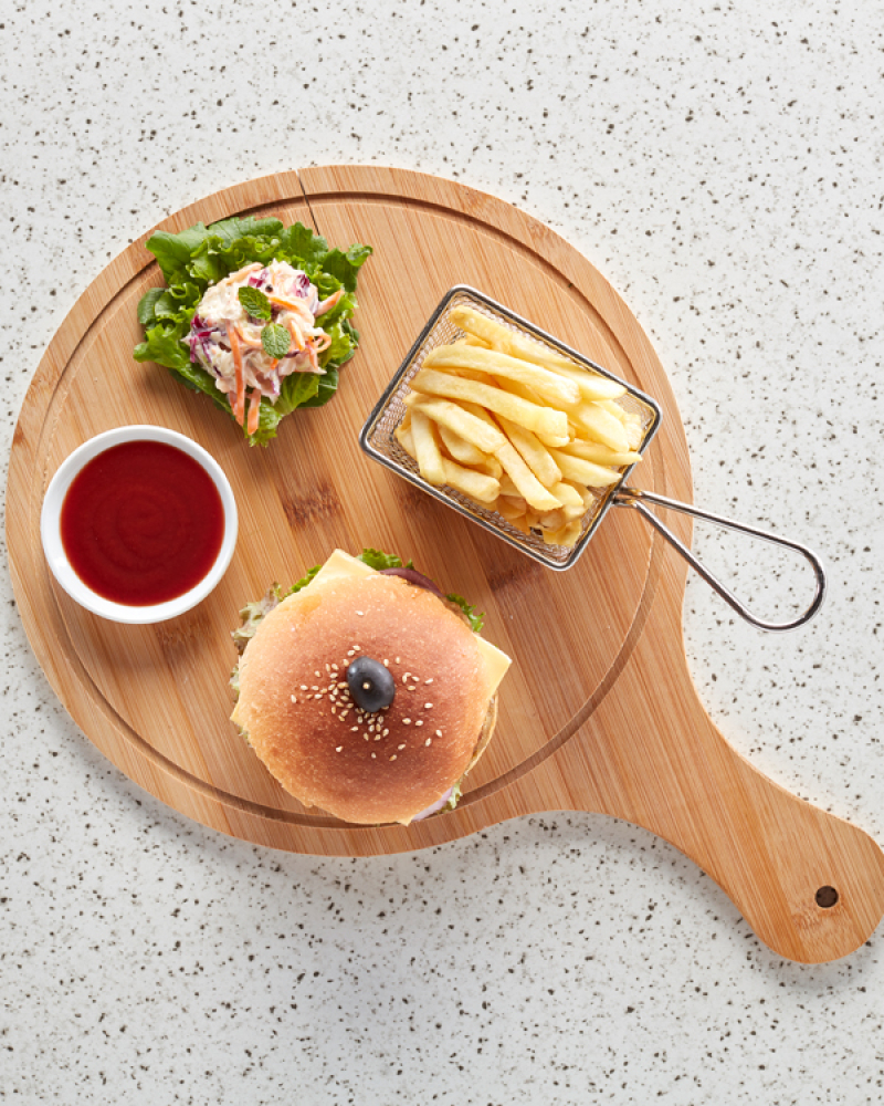 Burger and Fries served at Chandragiri Hills Resort