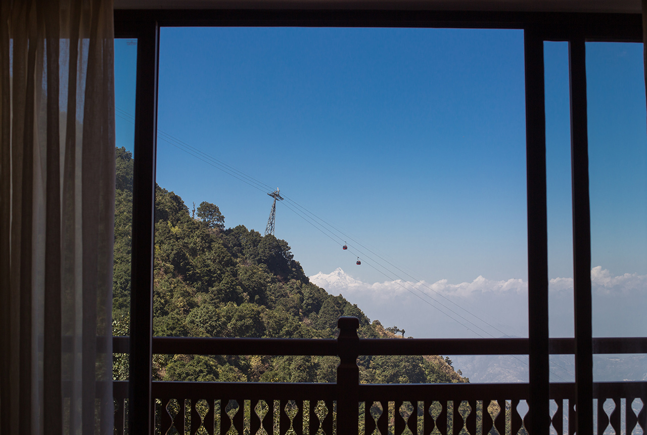Cable Car view from the Chandragiri Hills resort room