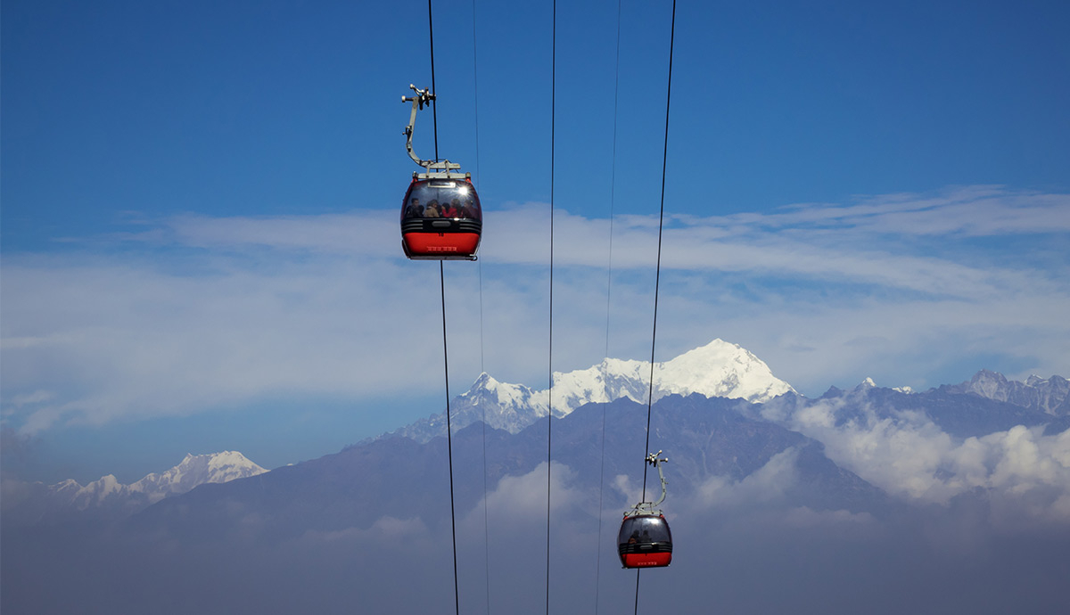 View of Himalayas from Chandragiri Hills Cable car ride
