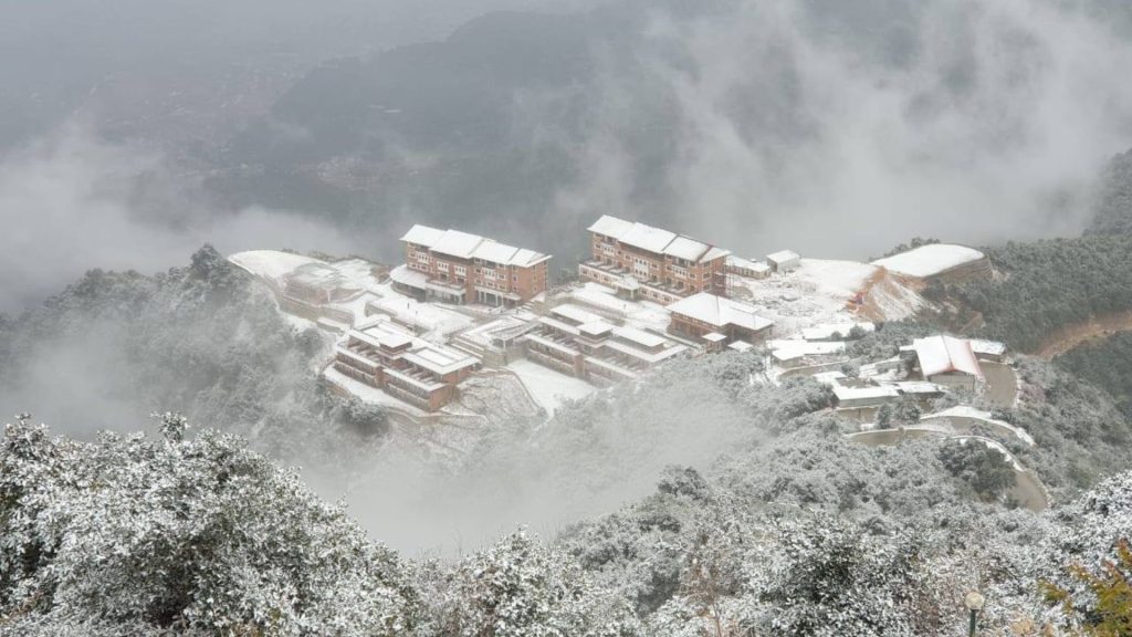 Snowfall in chandragiri Hills