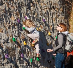 Children enjoying rock climbing at Chandragiri Amusement Park